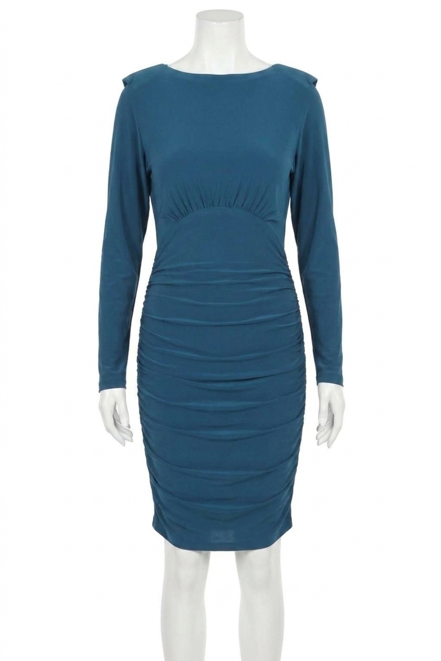 NEW JOSEPH RIBKOFF women's boat neck ruched party dress in twilight